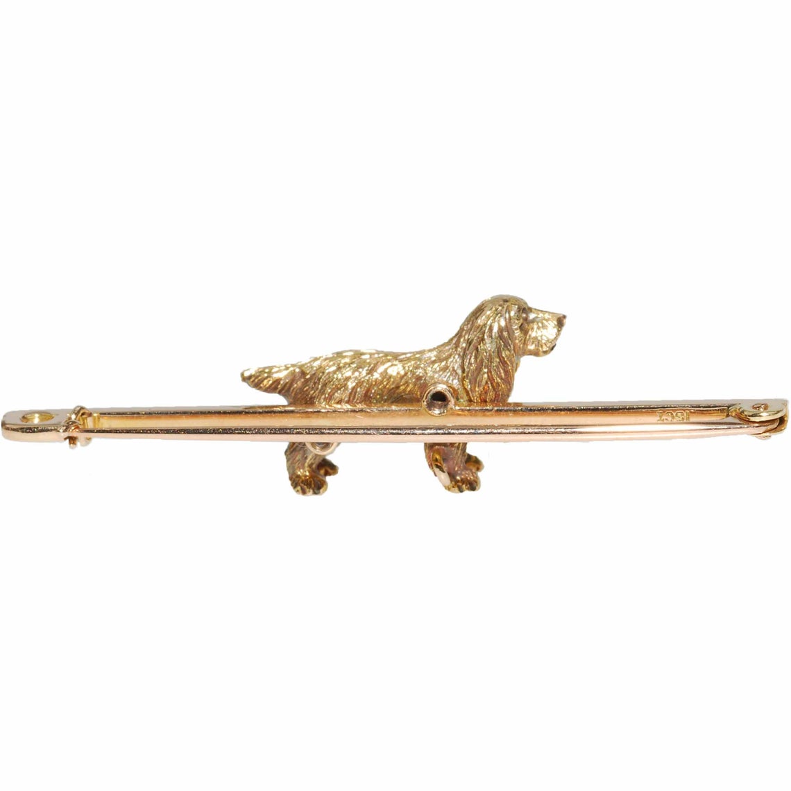 Early 20th Century 15ct Yellow Gold Spaniel Motif Bar Brooch
