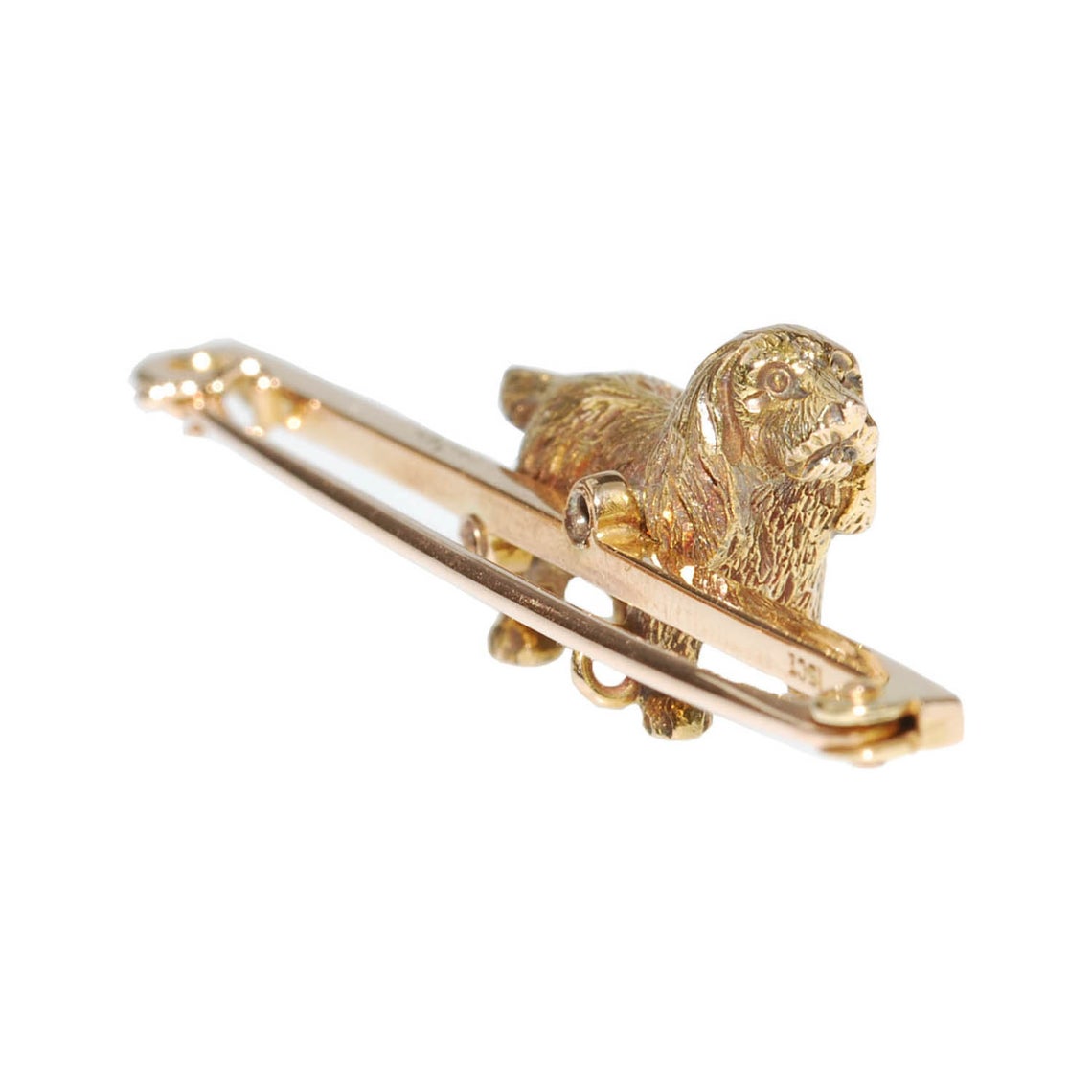 Early 20th Century 15ct Yellow Gold Spaniel Motif Bar Brooch