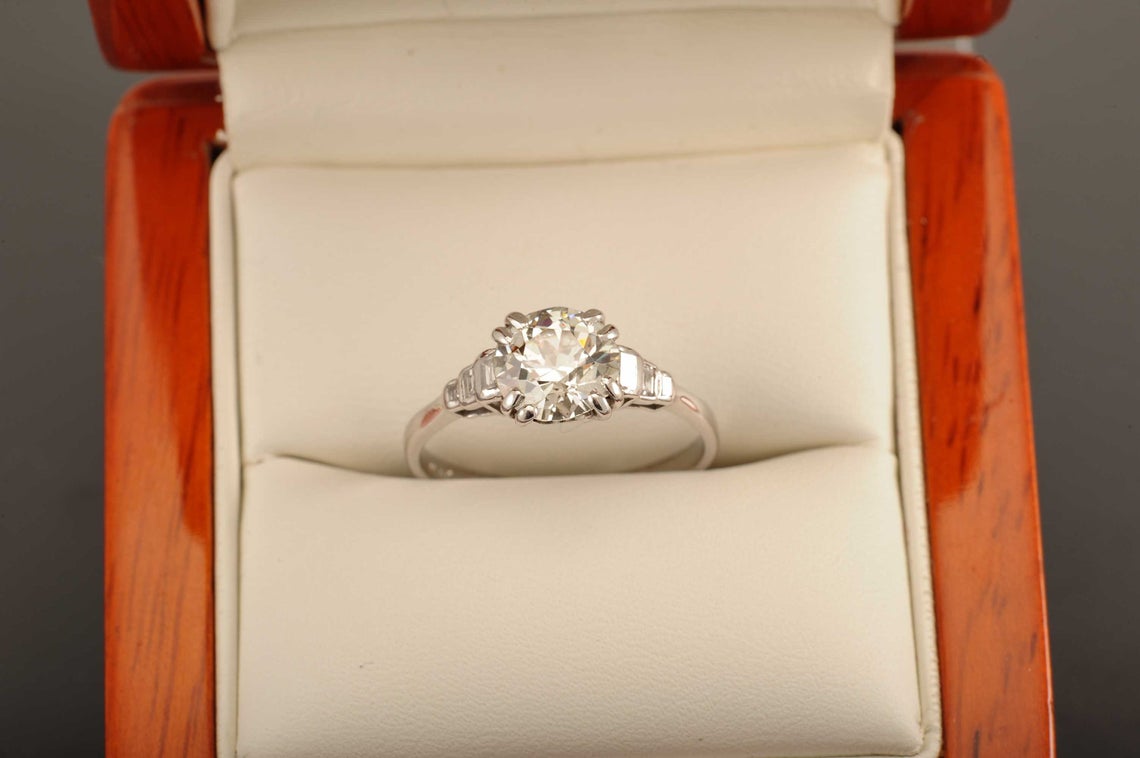 Art Deco Platinum Diamond Solitaire Ring