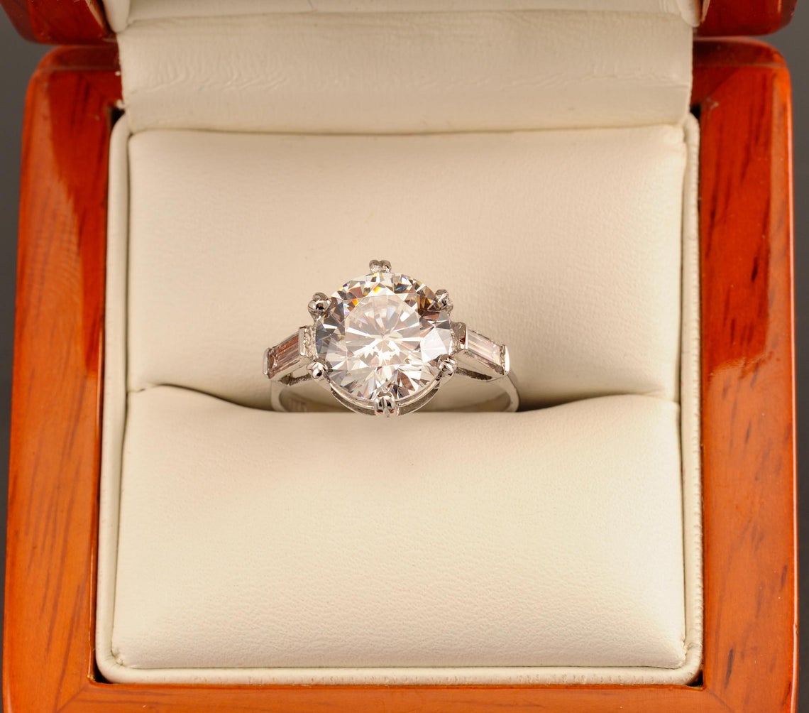 Platinum Diamond and Cubic Zirconia Dress Ring