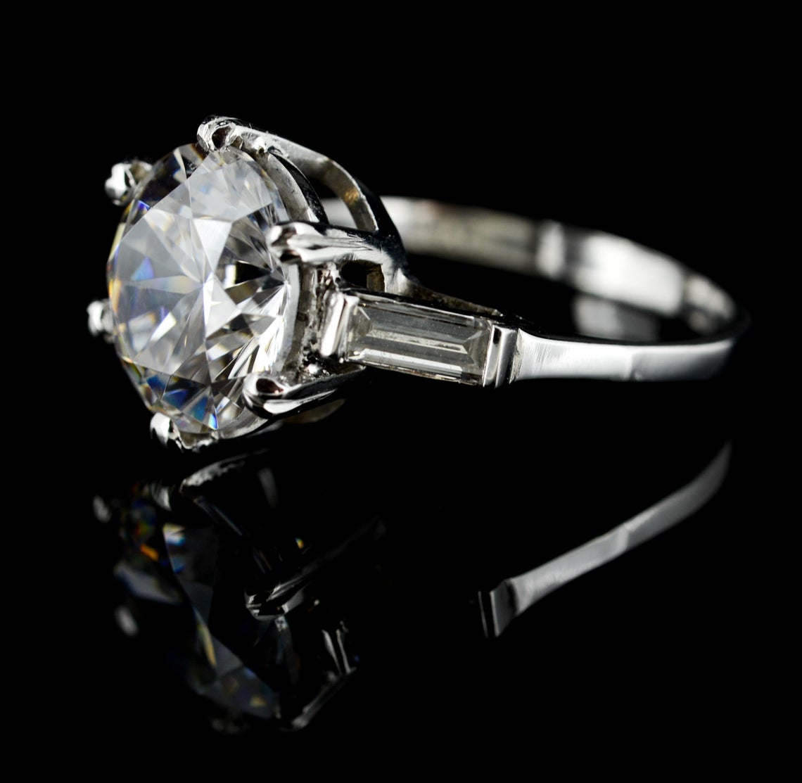Platinum Diamond and Cubic Zirconia Dress Ring