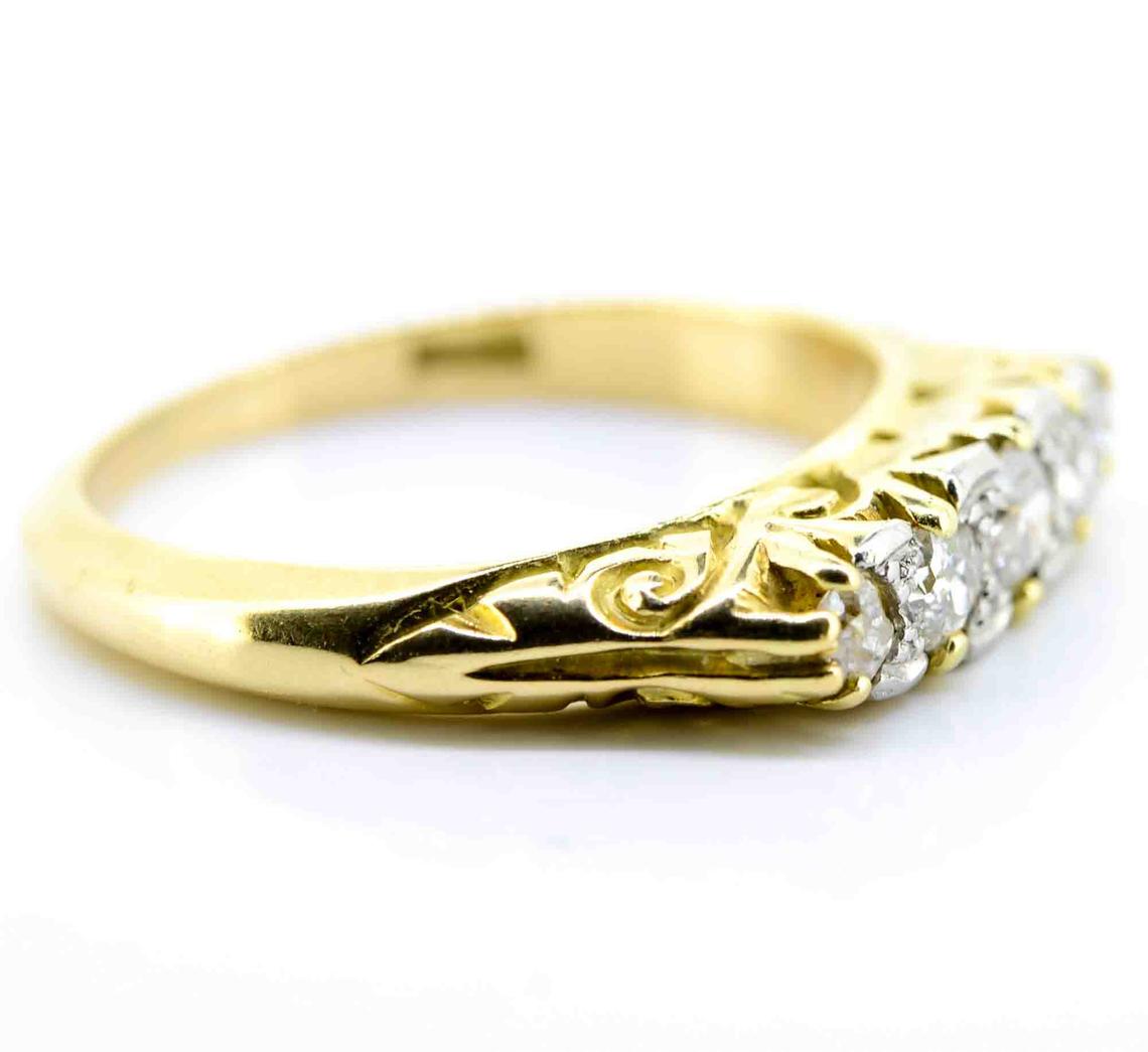 Late Victorian 18ct Yellow Gold Diamond Five Stone Ring