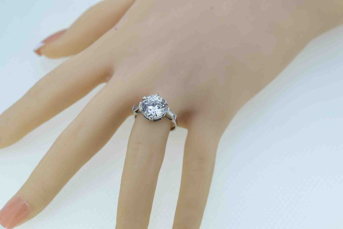 Platinum Diamond and Cubic Zirconia Dress Ring
