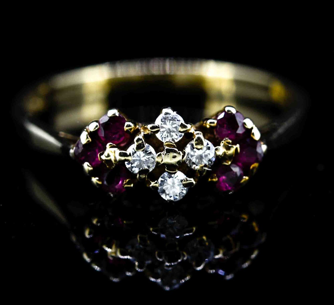 9ct Yellow Gold Ruby and Diamond Dress Ring