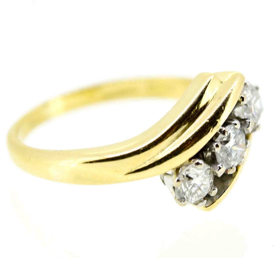 18ct Yellow Gold Diamond Three Stone Crossover Ring