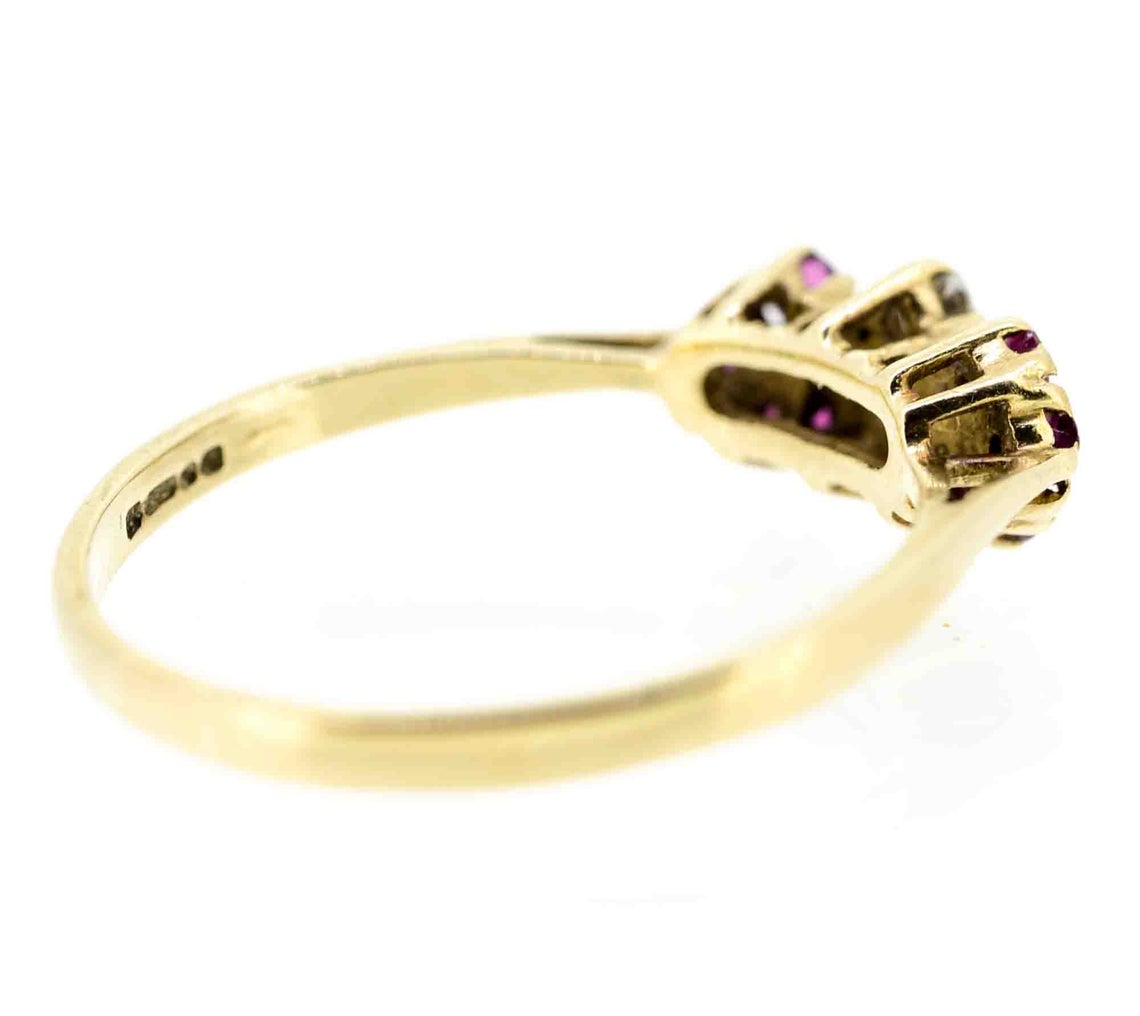 9ct Yellow Gold Ruby and Diamond Dress Ring