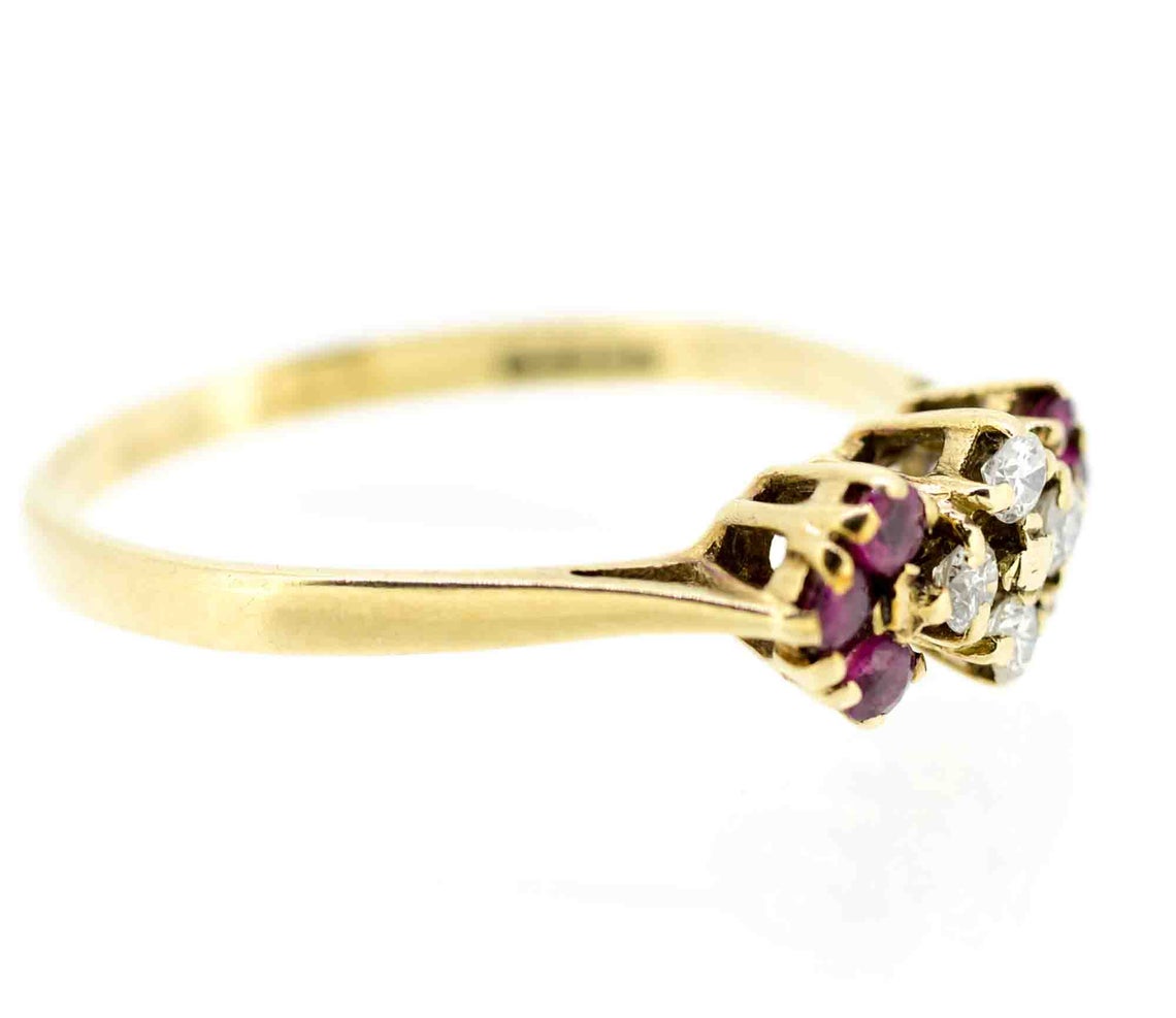 9ct Yellow Gold Ruby and Diamond Dress Ring