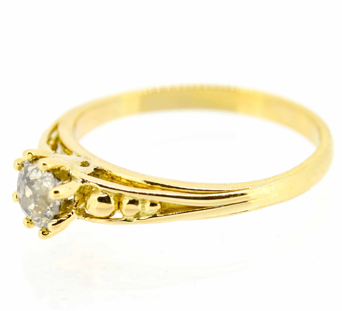 18ct Yellow Gold Old Cushion Cut Fancy Colour Diamond Ring