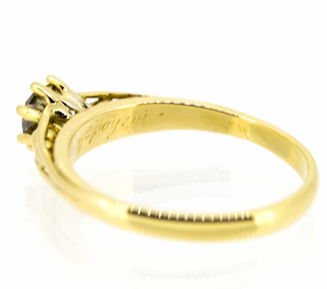 18ct Yellow Gold Old Cushion Cut Fancy Colour Diamond Ring