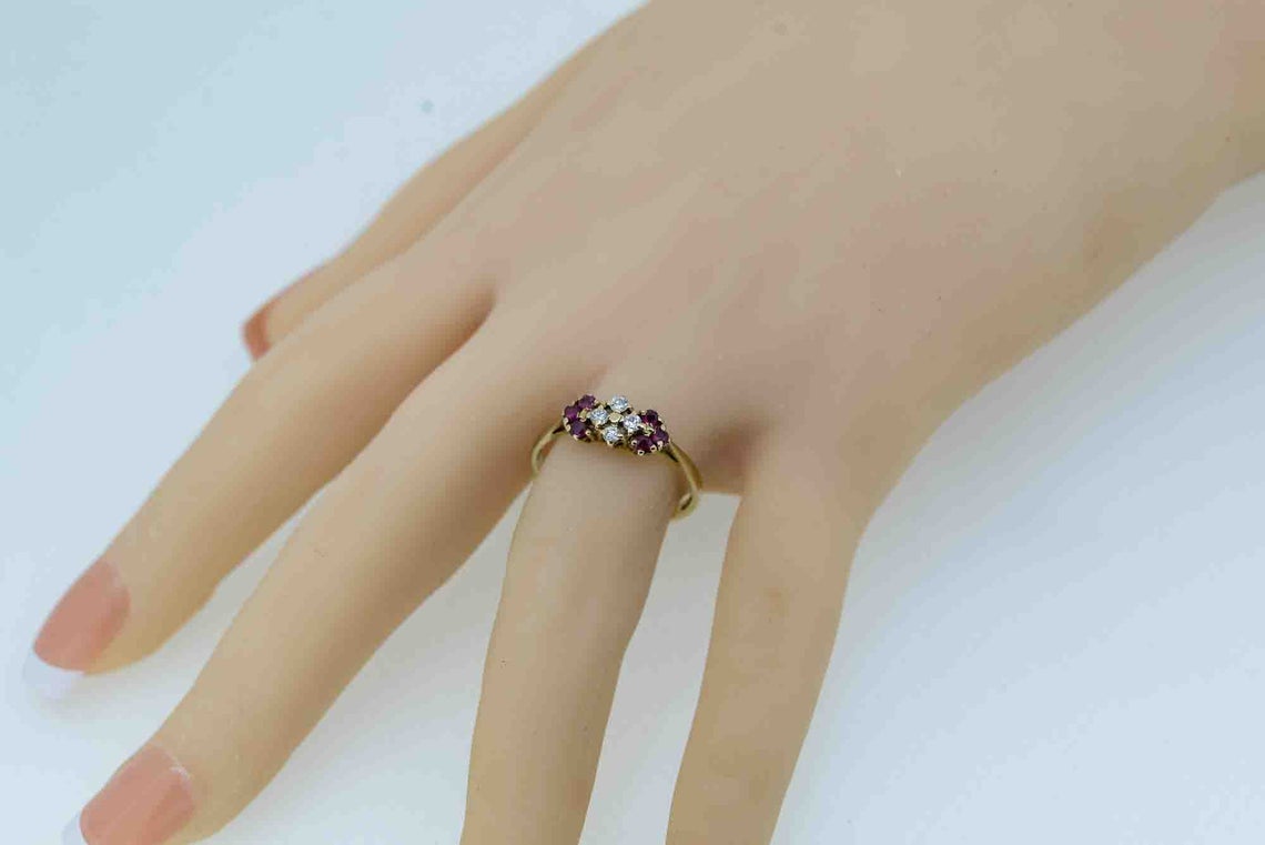 9ct Yellow Gold Ruby and Diamond Dress Ring