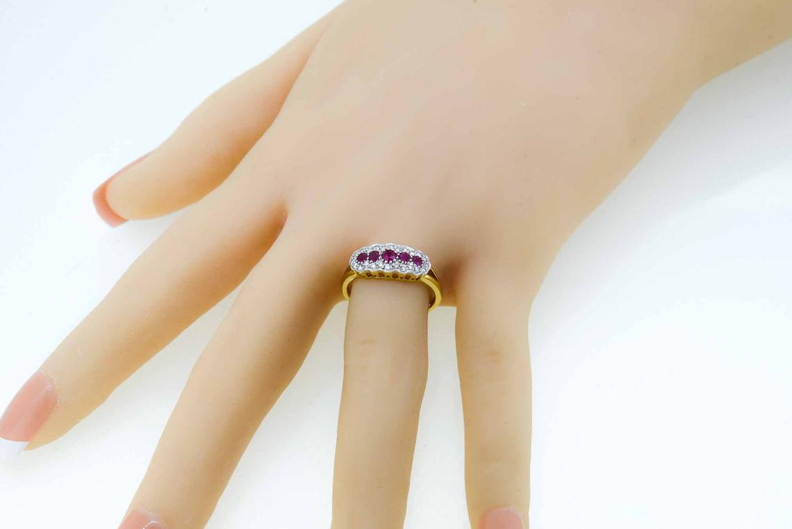18ct Yellow Gold Edwardian Style Ruby and Diamond Ring