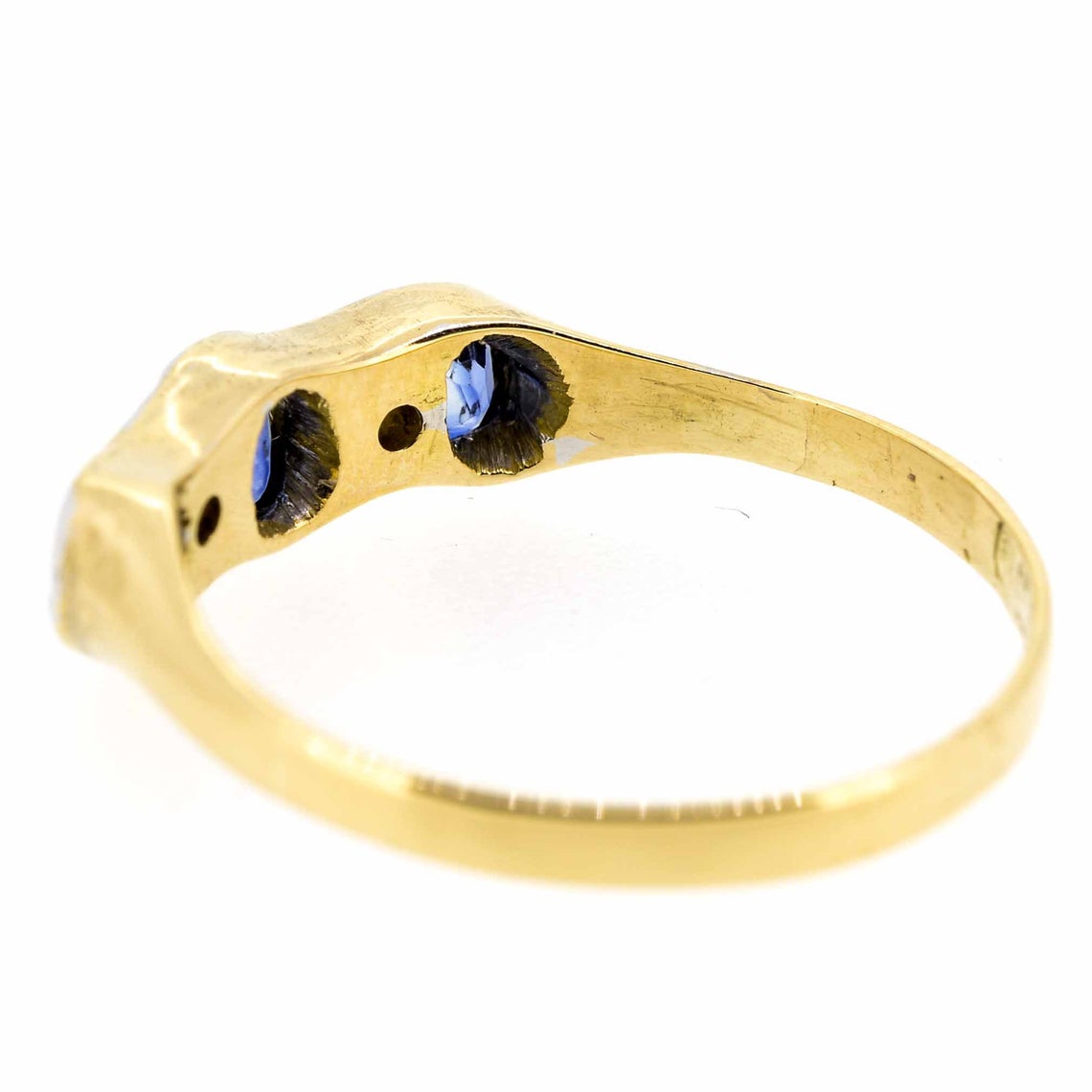 Early 20th Century 18ct Yellow Gold Sapphire and Diamond Five Stone Ring