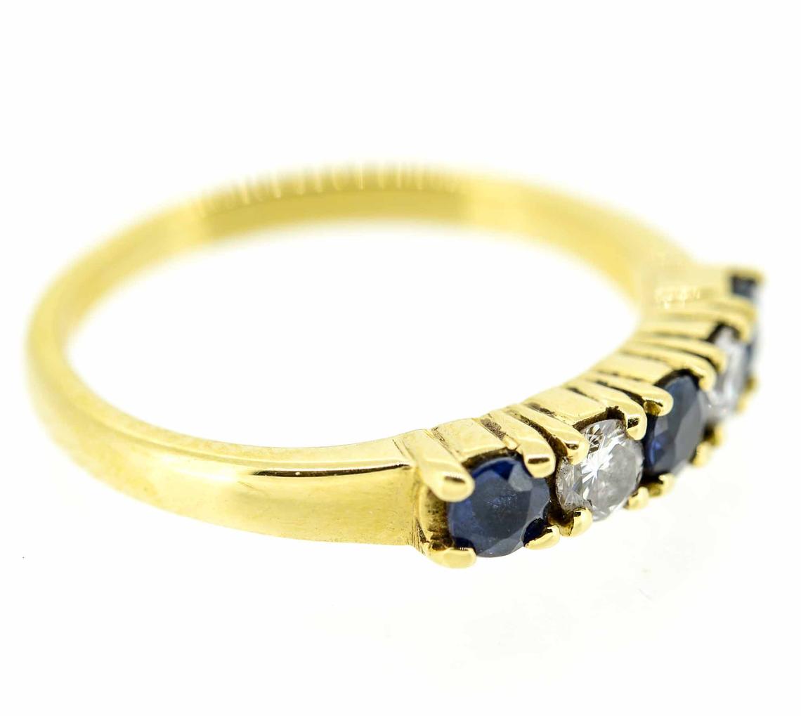 18ct Yellow Gold Sapphire And Diamond Five Stone Ring