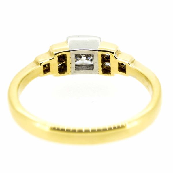 18ct Bi-Colour Gold Princess and Brilliant Cut Diamond Ring