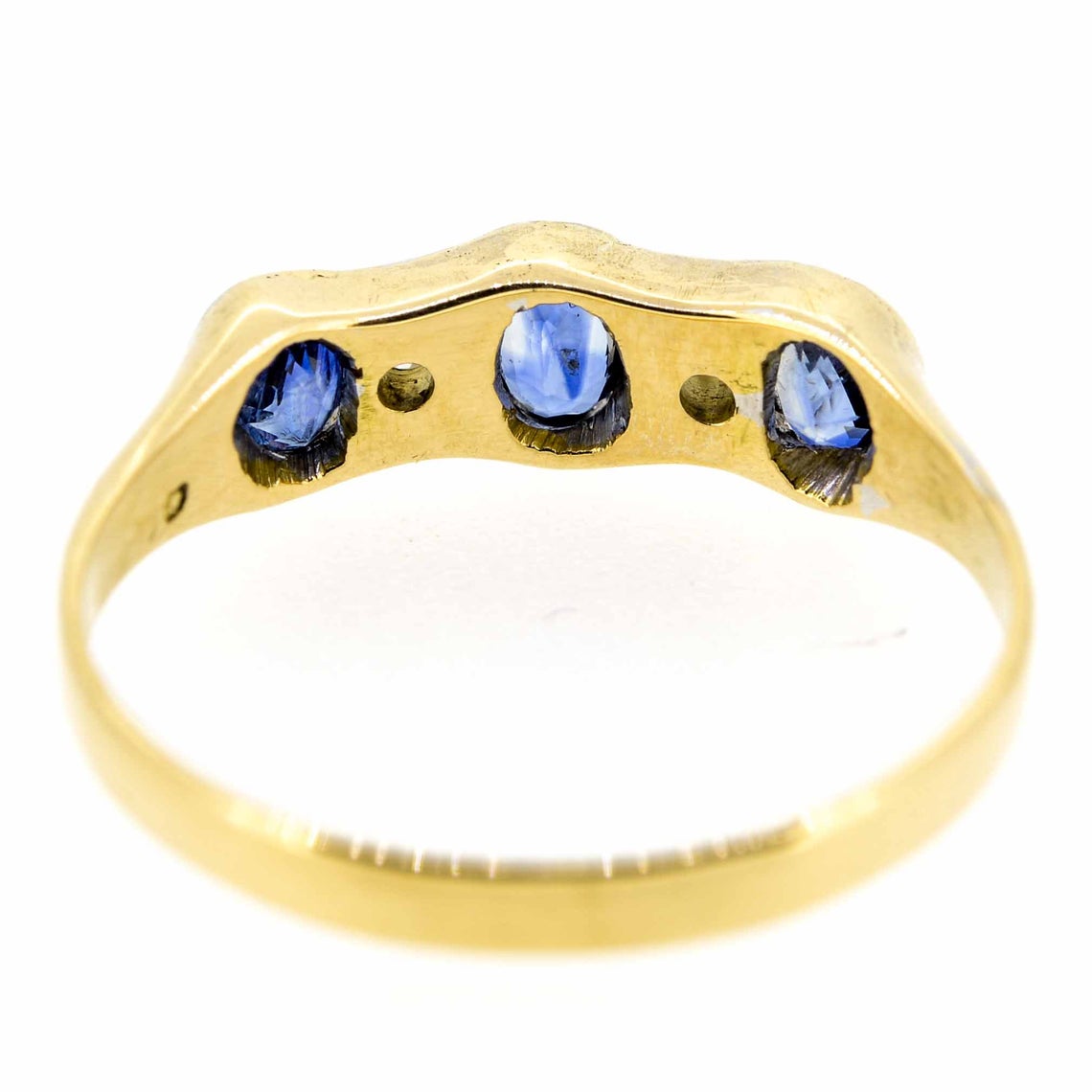 Early 20th Century 18ct Yellow Gold Sapphire and Diamond Five Stone Ring