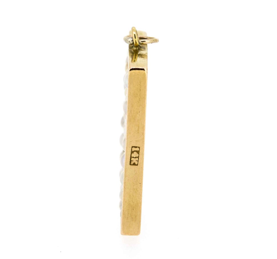 1960s 14ct Gold Abacus Pearl Charm/Pendant