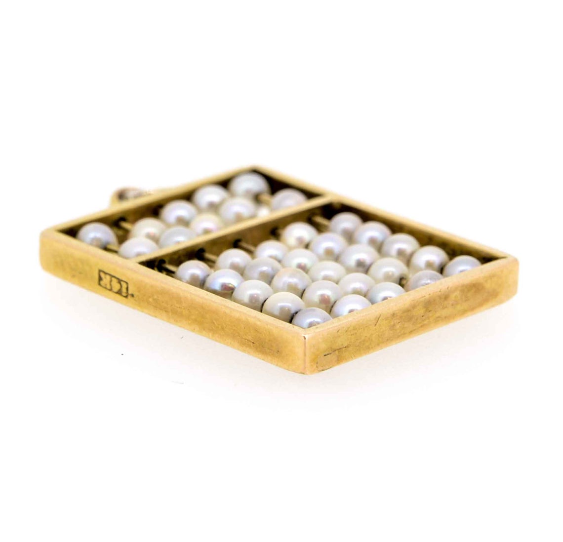 1960s 14ct Gold Abacus Pearl Charm/Pendant