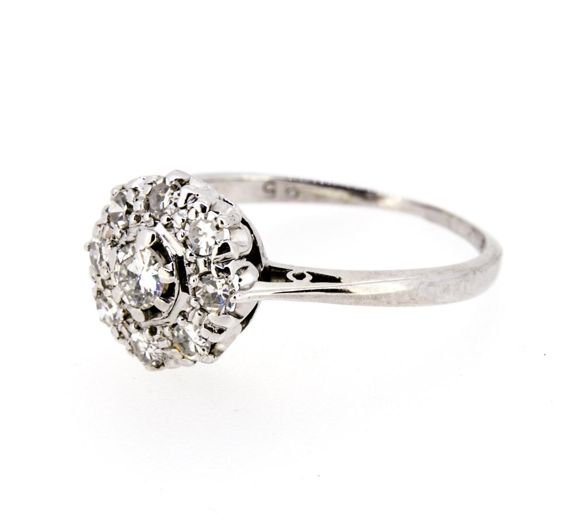 White Gold Nine Stone Diamond Cluster Ring