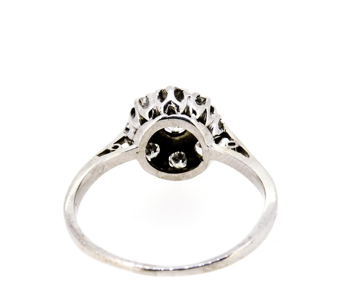 White Gold Nine Stone Diamond Cluster Ring