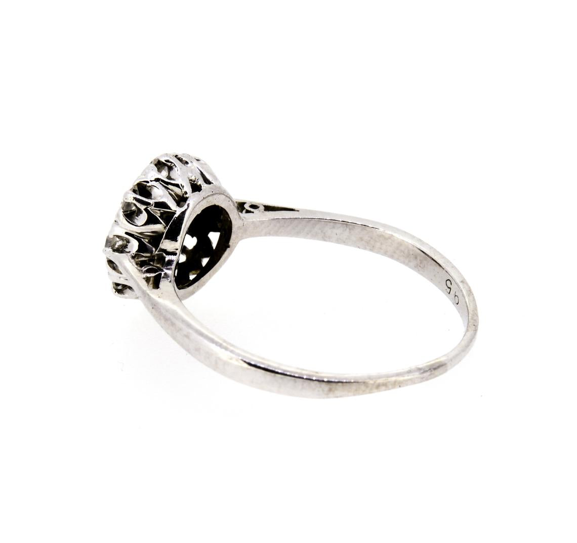White Gold Nine Stone Diamond Cluster Ring