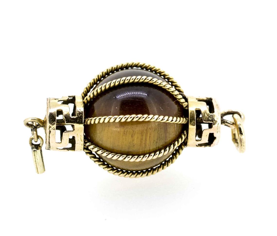 1960s 14ct Yellow Gold Tiger's Eye Chinese Lantern Charm/Pendant