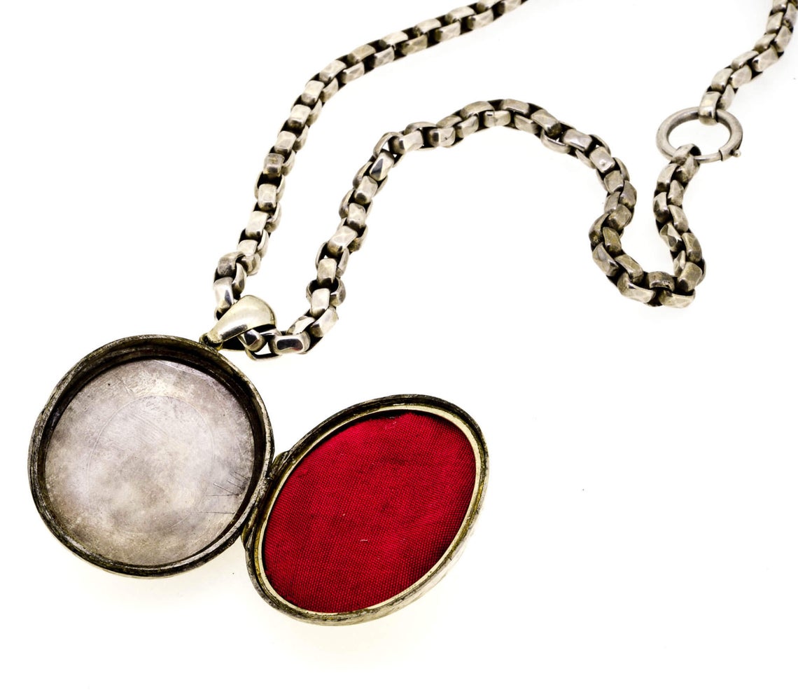 Victorian Silver Locket And Chain