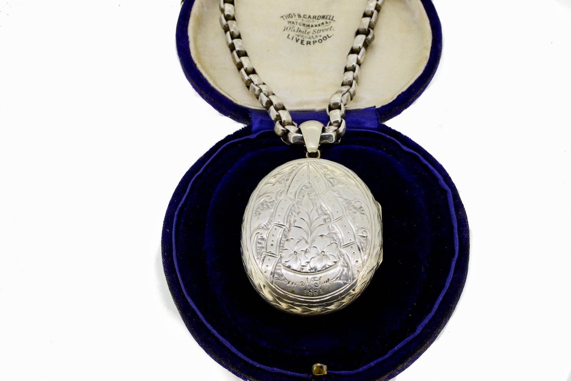 Victorian Silver Locket And Chain