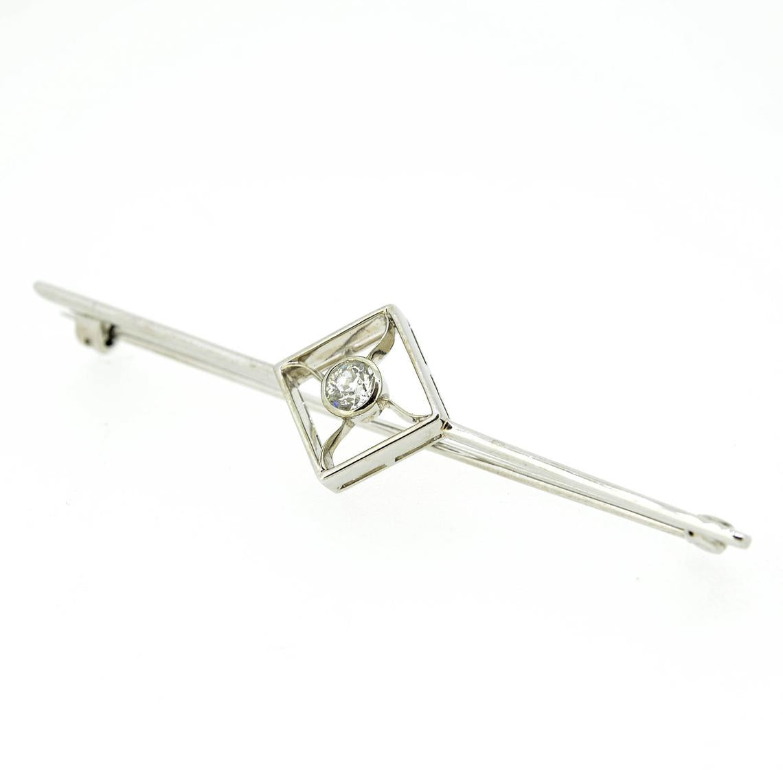 Art Deco 18ct White Gold Diamond Bar Brooch