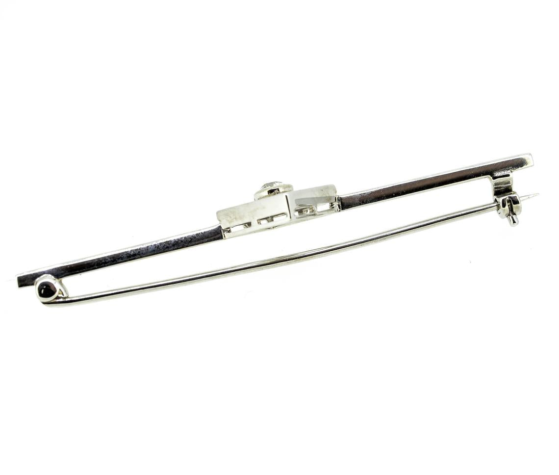 Art Deco 18ct White Gold Diamond Bar Brooch