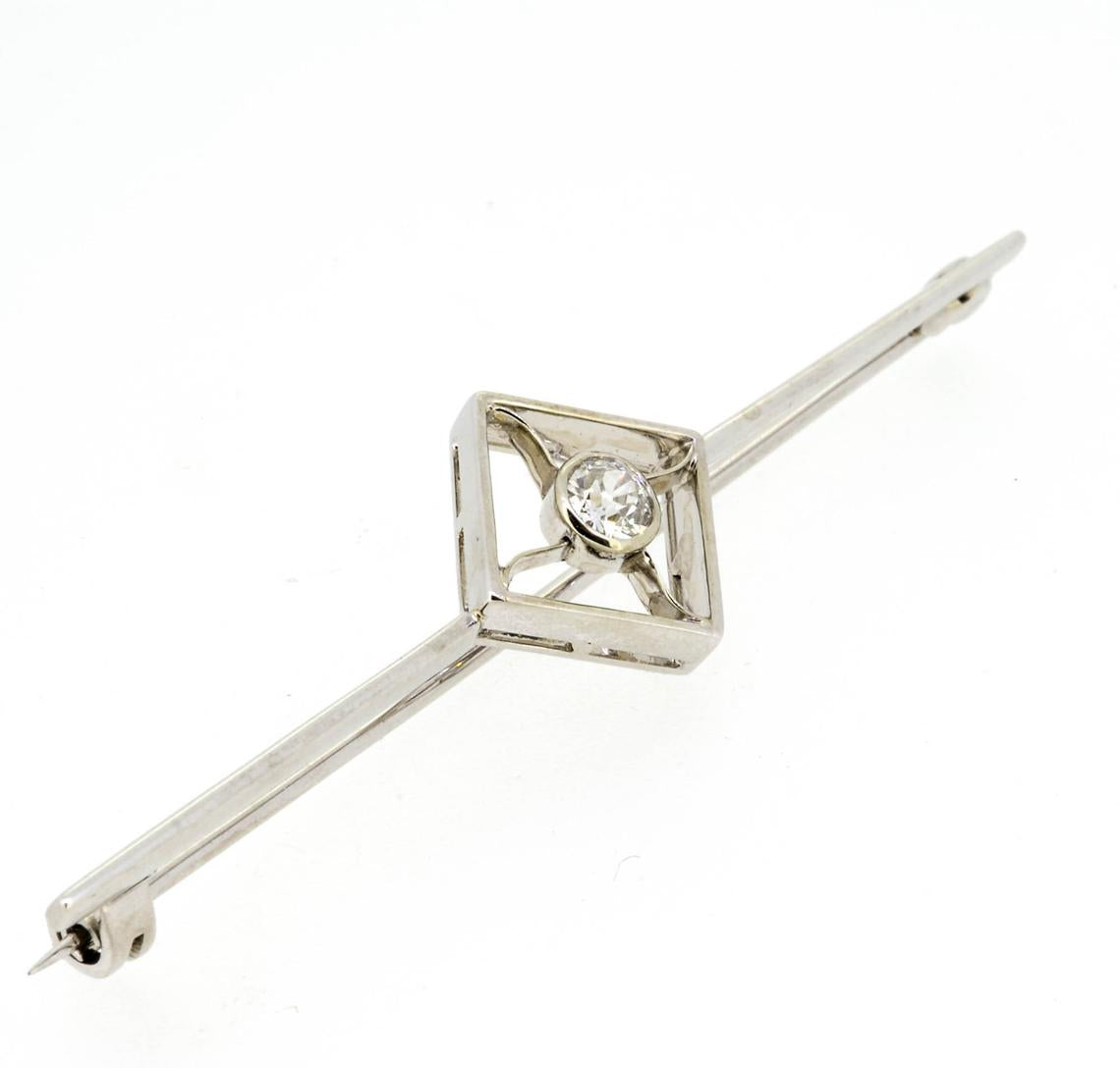 Art Deco 18ct White Gold Diamond Bar Brooch