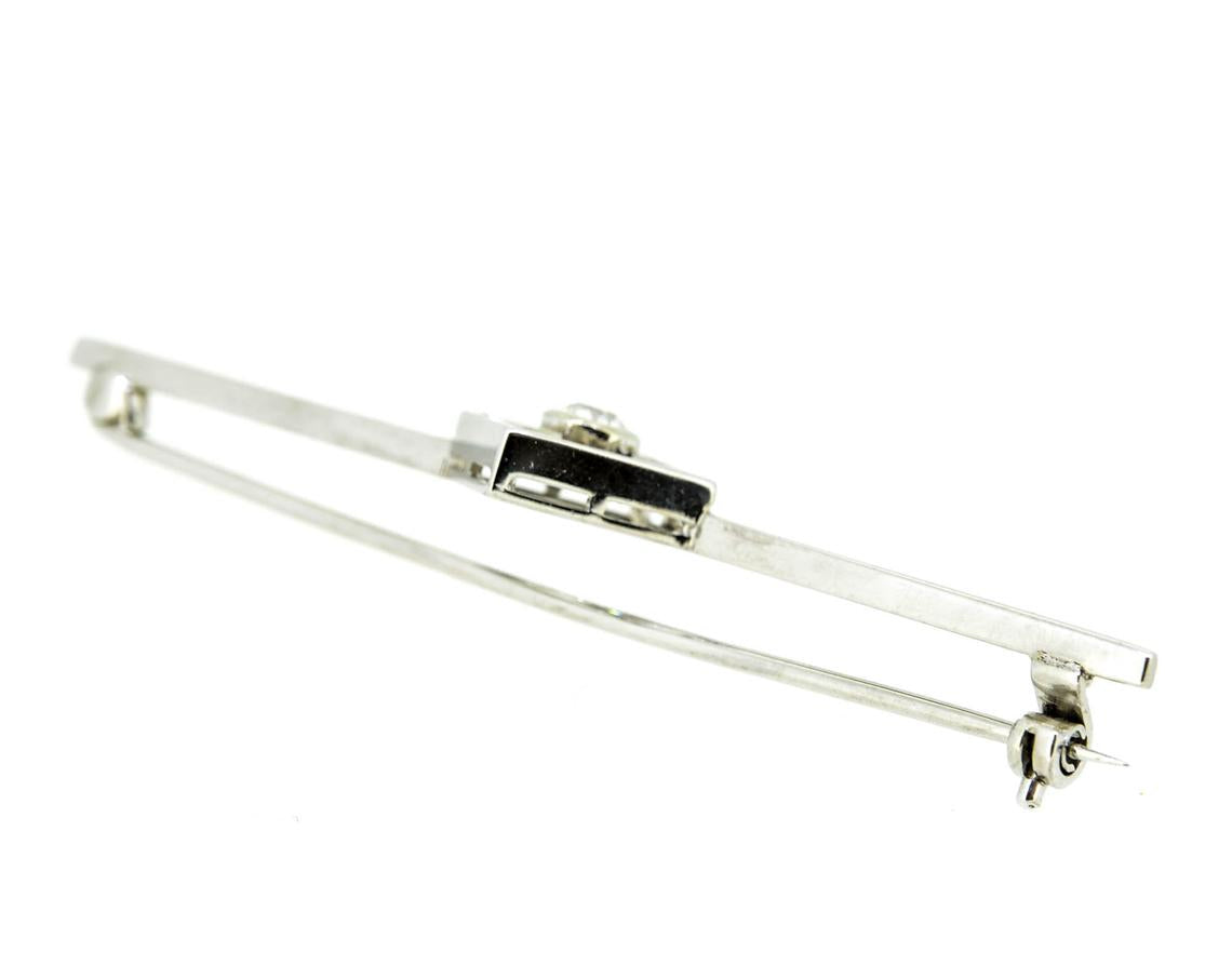 Art Deco 18ct White Gold Diamond Bar Brooch