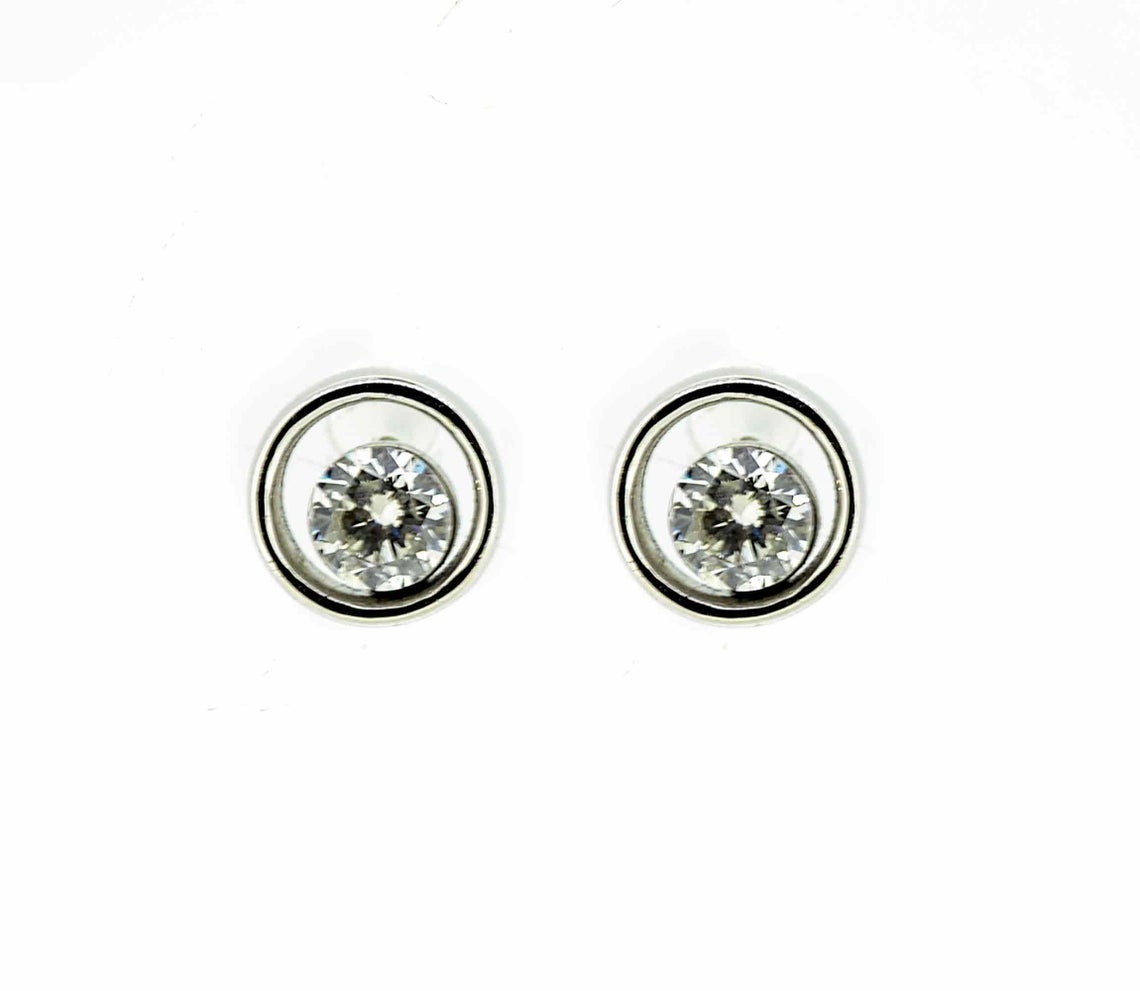 9ct White Gold Diamond Halo Stud Earrings