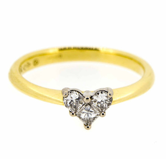 18ct Yellow Gold Diamond Heart Cluster Ring