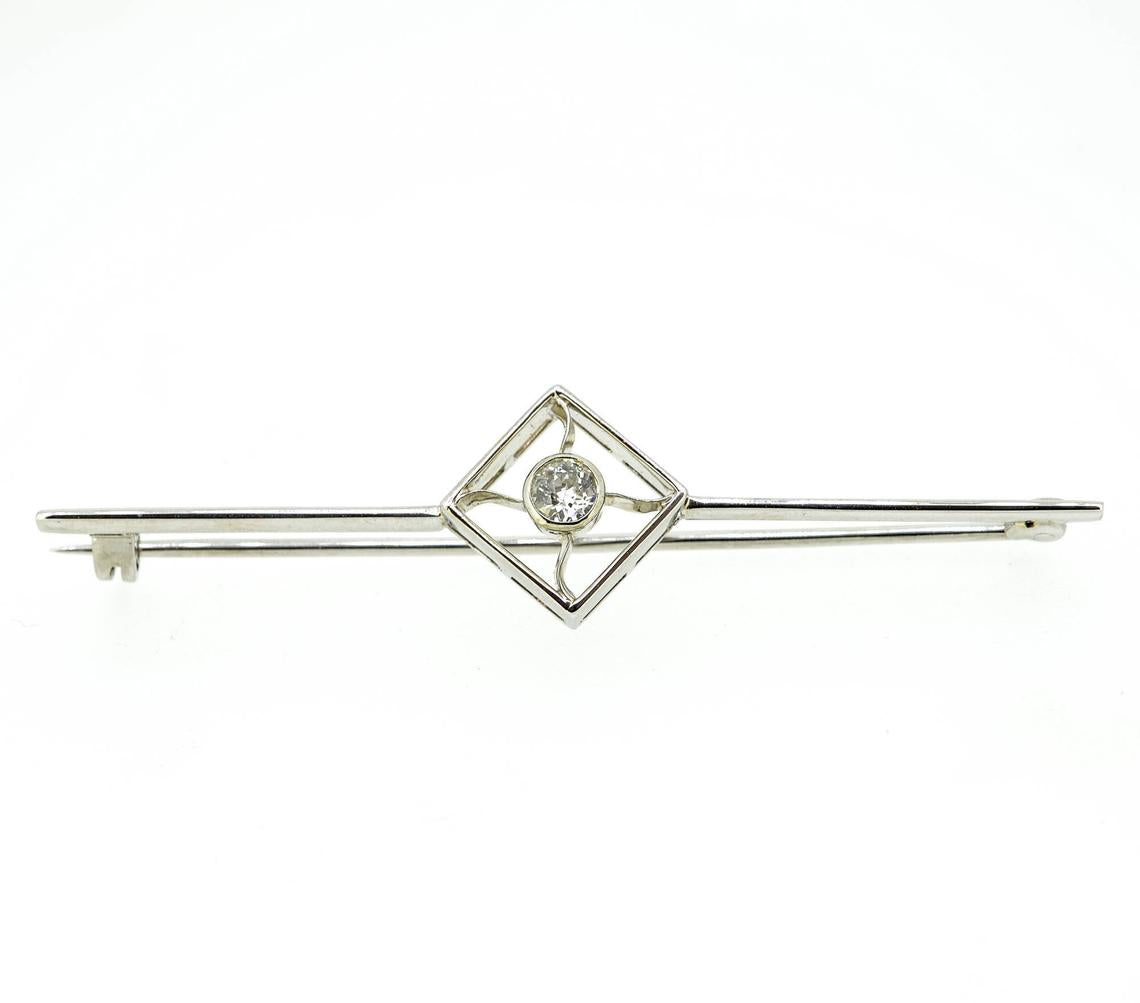 Art Deco 18ct White Gold Diamond Bar Brooch