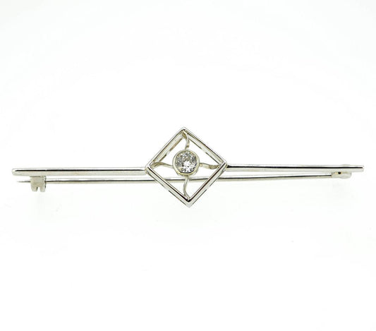 Art Deco 18ct White Gold Diamond Bar Brooch