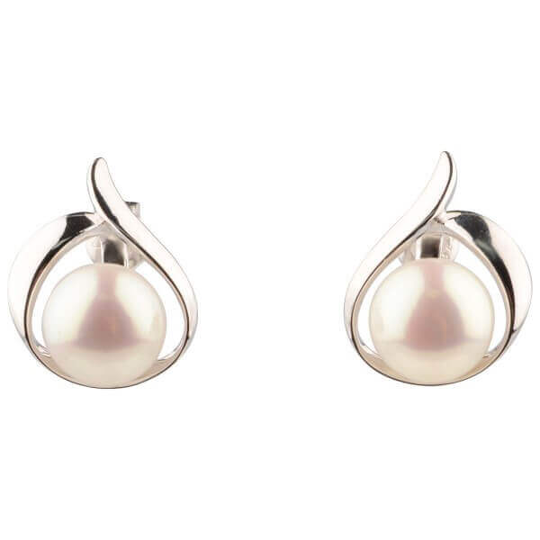 Freshwater Bouton Pearl Open Stud Earrings | Silver