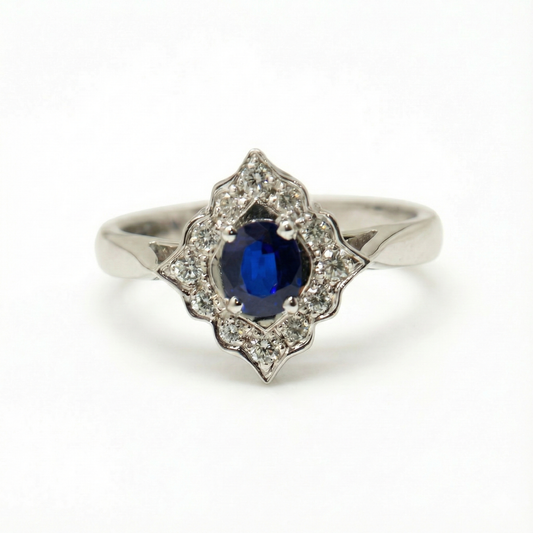 18ct Sapphire and Diamond Cluster Ring