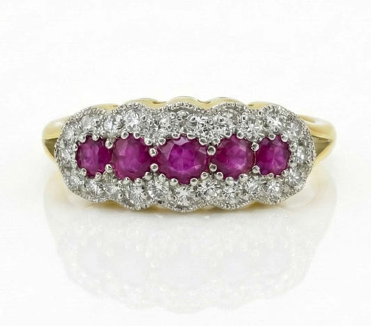 Vintage style ruby and diamond ring