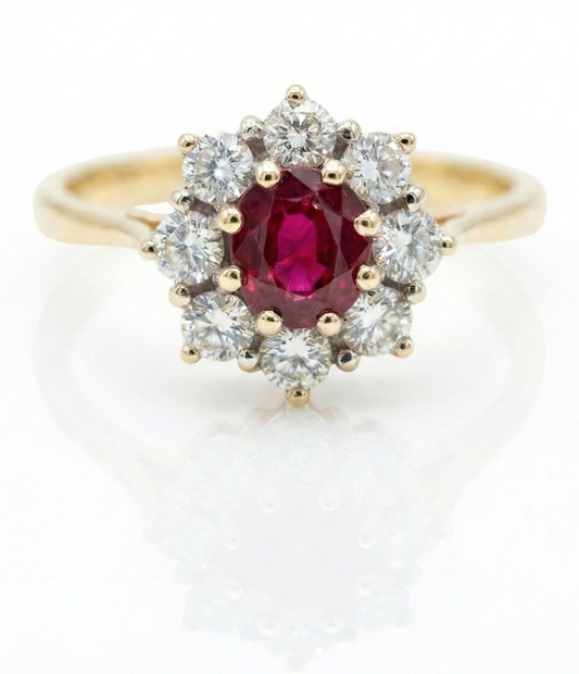 18ct Ruby and Diamond Cluster RIng.