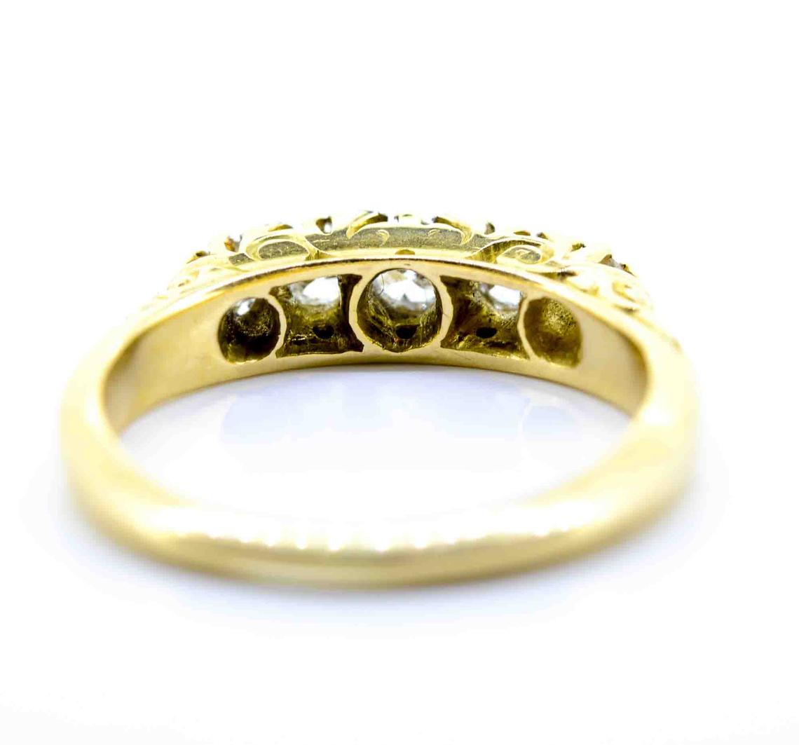 Late Victorian 18ct Yellow Gold Diamond Five Stone Ring