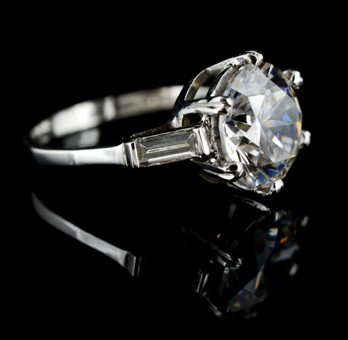 Platinum Diamond and Cubic Zirconia Dress Ring