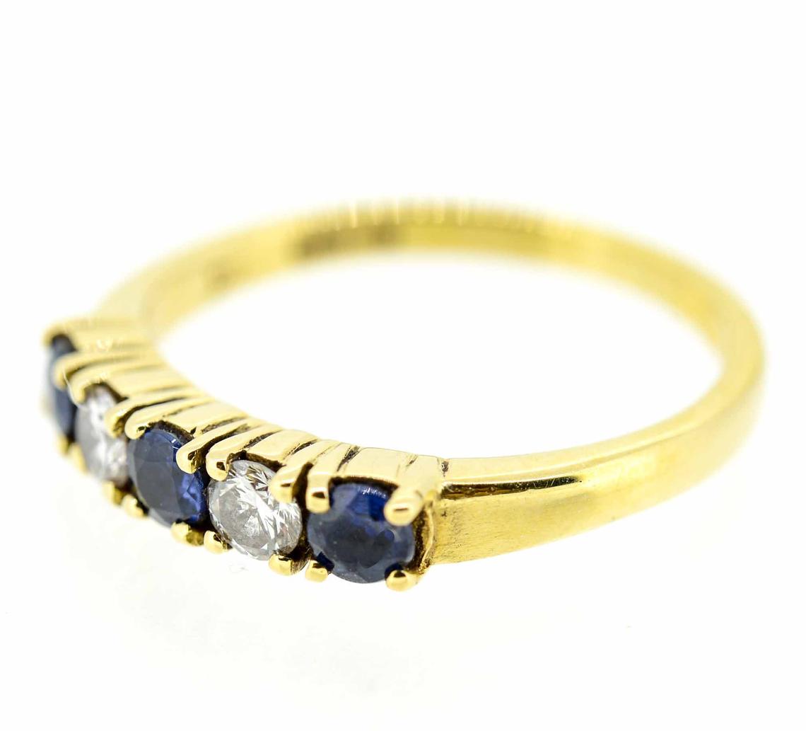 18ct Yellow Gold Sapphire And Diamond Five Stone Ring