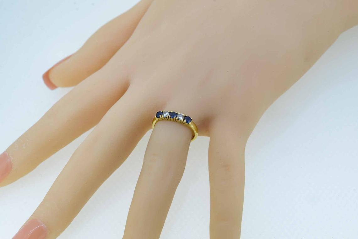 18ct Yellow Gold Sapphire And Diamond Five Stone Ring