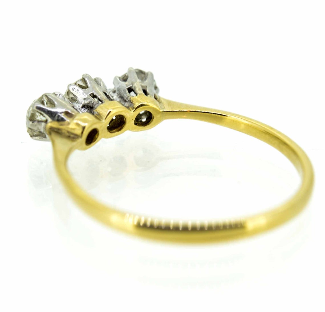 Early 20th Century 18ct Yellow Gold Old Cut Diamond Three Stone Ring