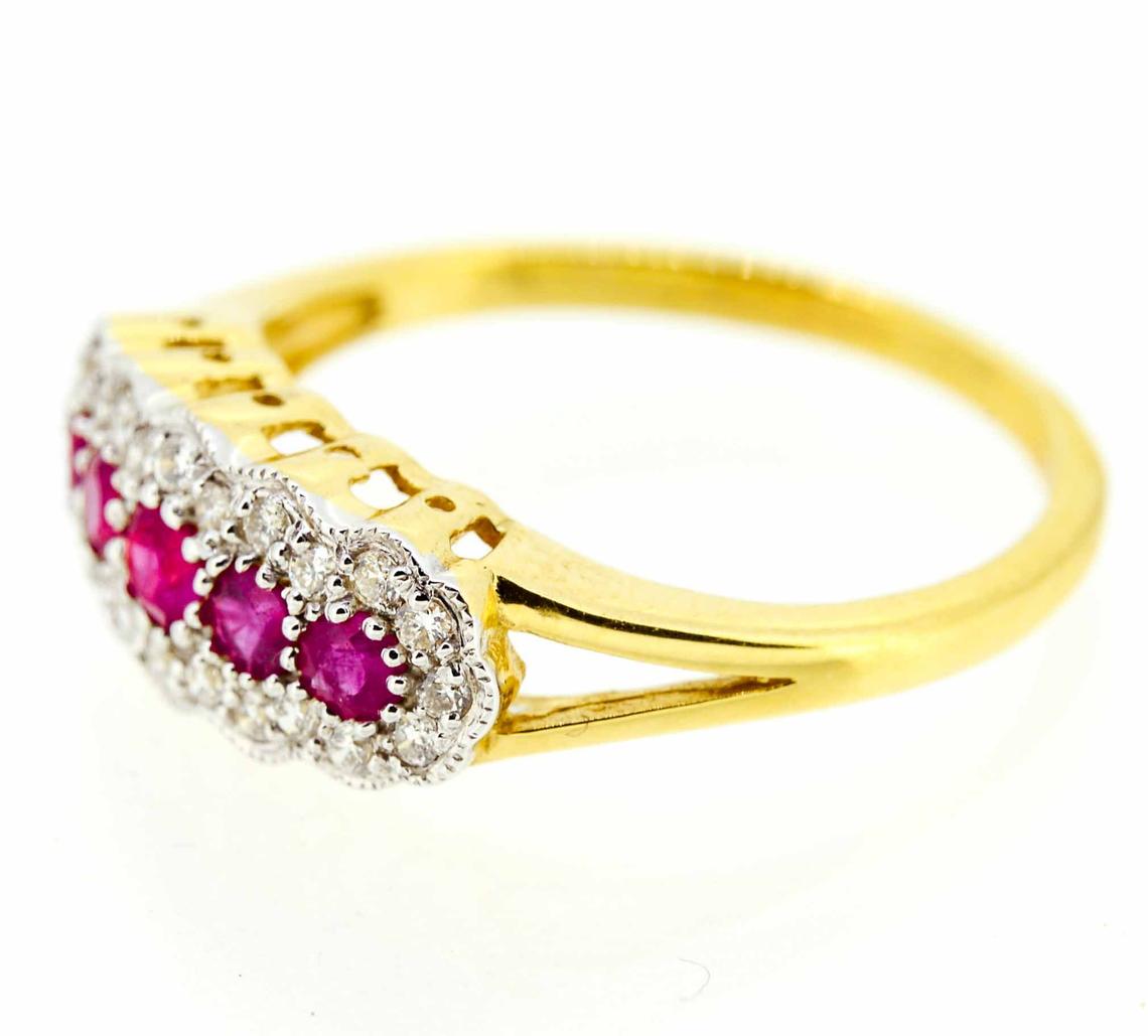 18ct Yellow Gold Edwardian Style Ruby and Diamond Ring