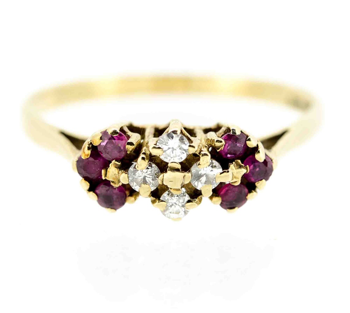 9ct Yellow Gold Ruby and Diamond Dress Ring