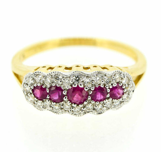 18ct Yellow Gold Edwardian Style Ruby and Diamond Ring