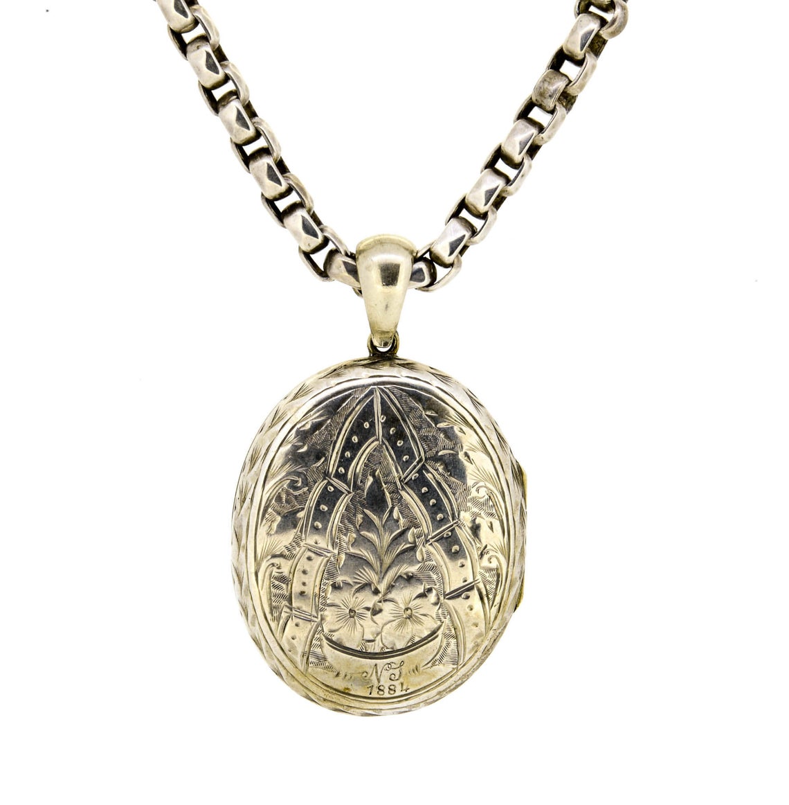 Victorian Silver Locket And Chain